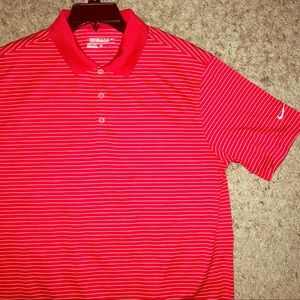 Mens Nike Golf Polo Red White Stripe